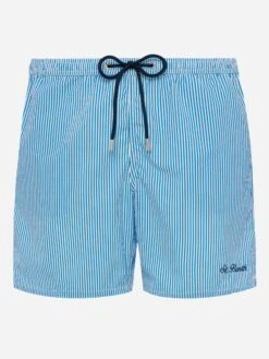 MC2 Saint Barth Seersucker Bluette Striped Classic Light Swim Shorts Patmos