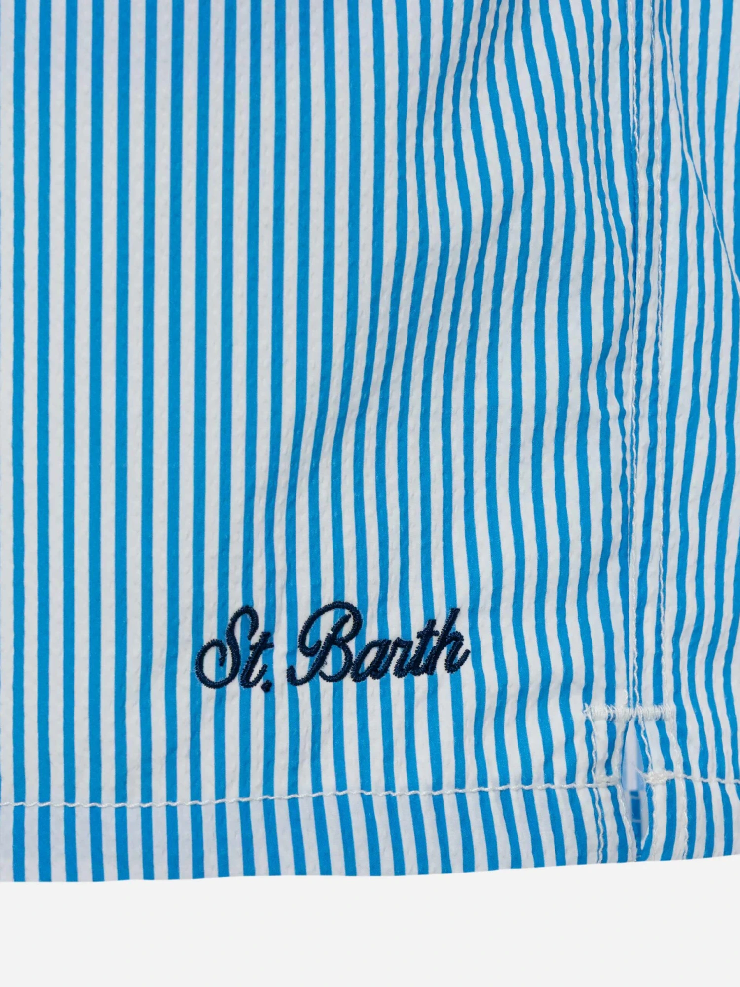 MC2 Saint Barth Seersucker Bluette Striped Classic Light Swim Shorts Patmos 5 MC2 Saint Barth Seersucker Bluette Striped Classic Light Swim Shorts Patmos - Image 3