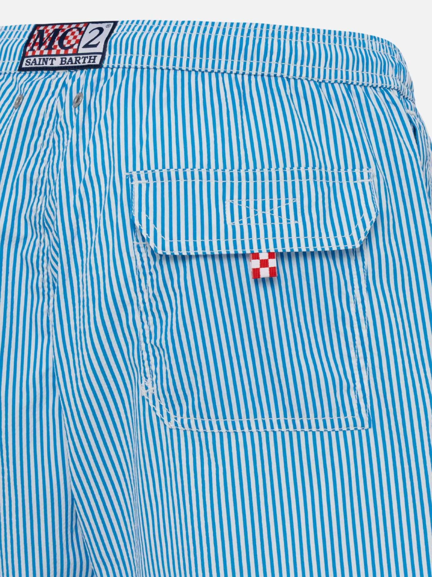 MC2 Saint Barth Seersucker Bluette Striped Classic Light Swim Shorts Patmos 6 MC2 Saint Barth Seersucker Bluette Striped Classic Light Swim Shorts Patmos - Image 4