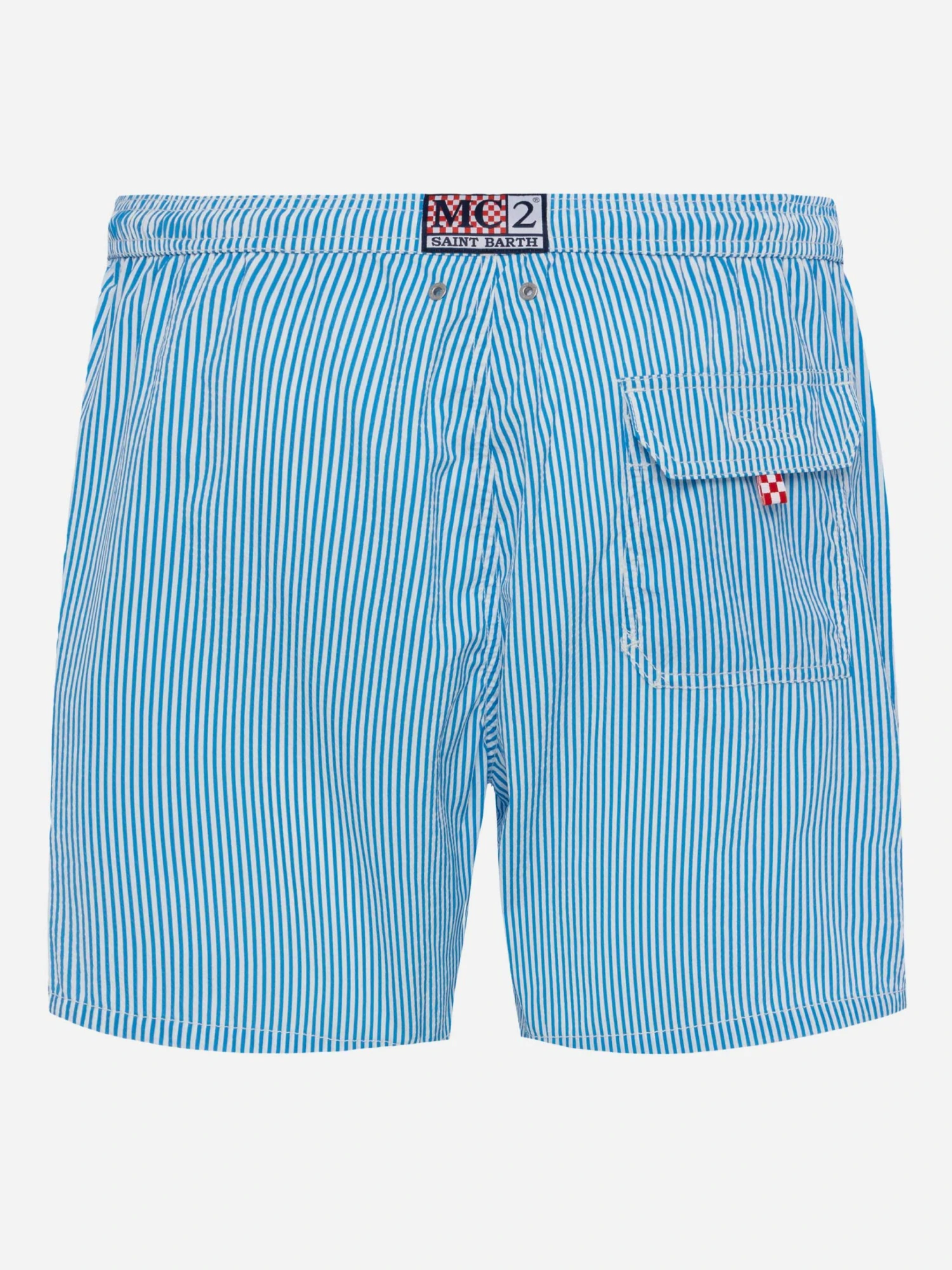 MC2 Saint Barth Seersucker Bluette Striped Classic Light Swim Shorts Patmos 4 MC2 Saint Barth Seersucker Bluette Striped Classic Light Swim Shorts Patmos - Image 2