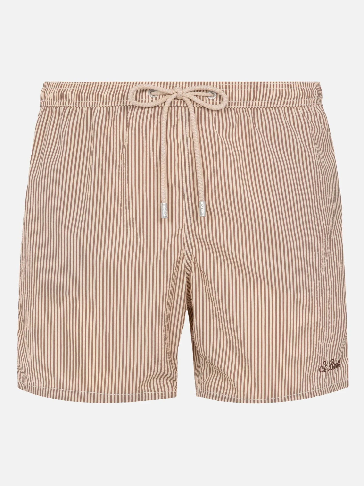 MC2 Saint Barth Seersucker Beige Striped Classic Light Swim Shorts Patmos 3 MC2 Saint Barth Seersucker Beige Striped Classic Light Swim Shorts Patmos