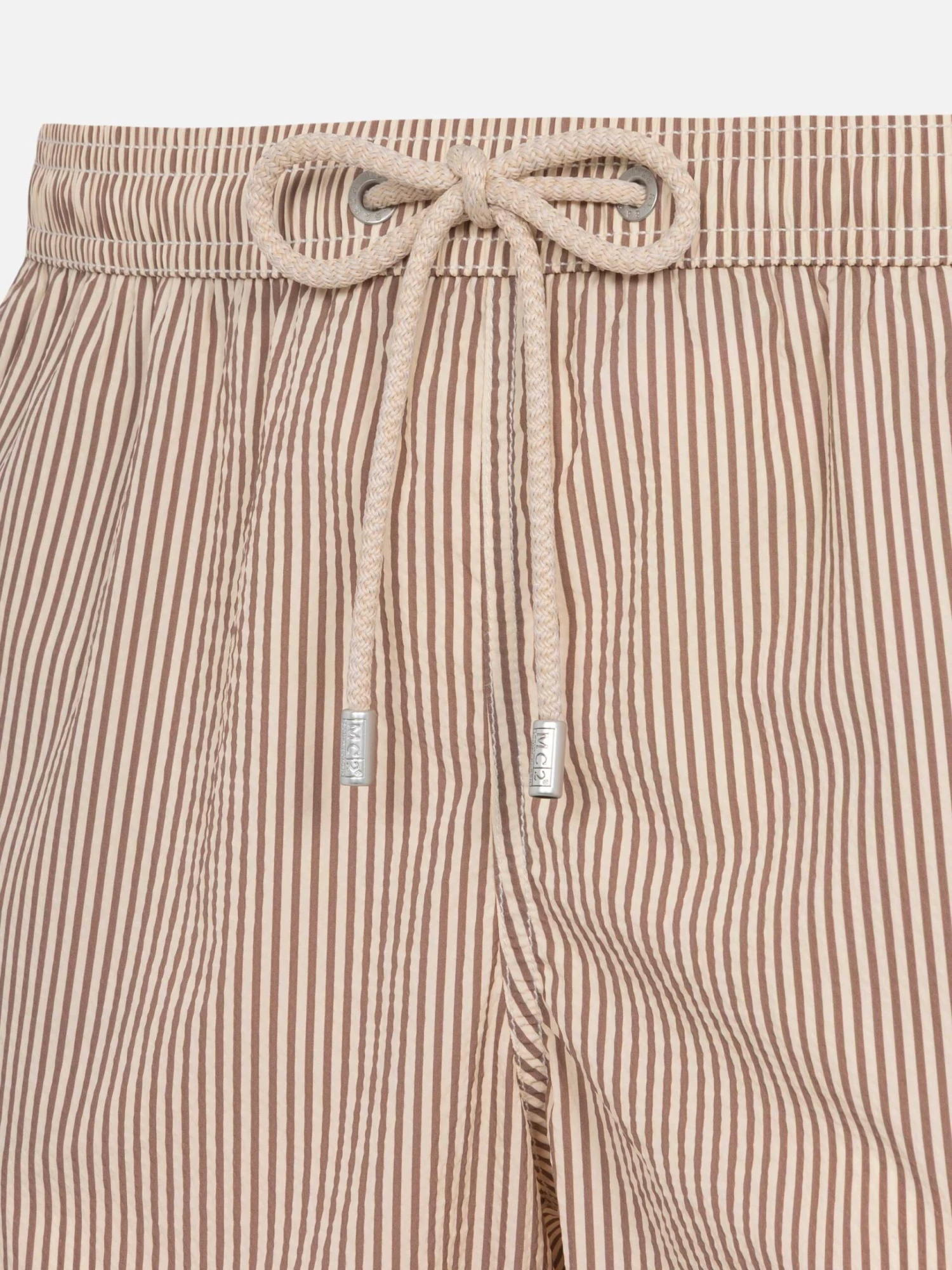 MC2 Saint Barth Seersucker Beige Striped Classic Light Swim Shorts Patmos 6 MC2 Saint Barth Seersucker Beige Striped Classic Light Swim Shorts Patmos - Image 4