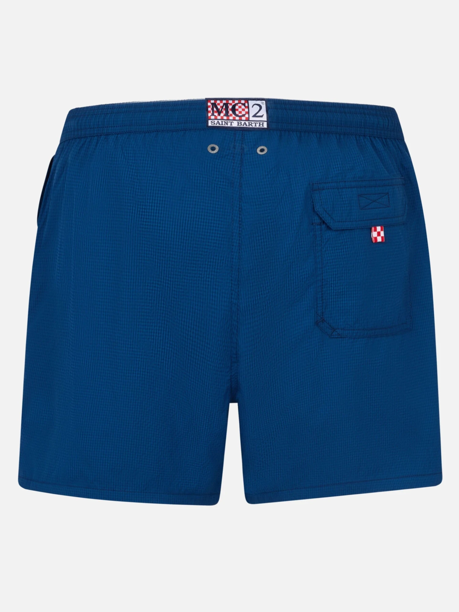 MC2 Saint Barth Patmos Navy Blue Seersucker Classic Light Swim Shorts 4 MC2 Saint Barth Patmos Navy Blue Seersucker Classic Light Swim Shorts - Image 2