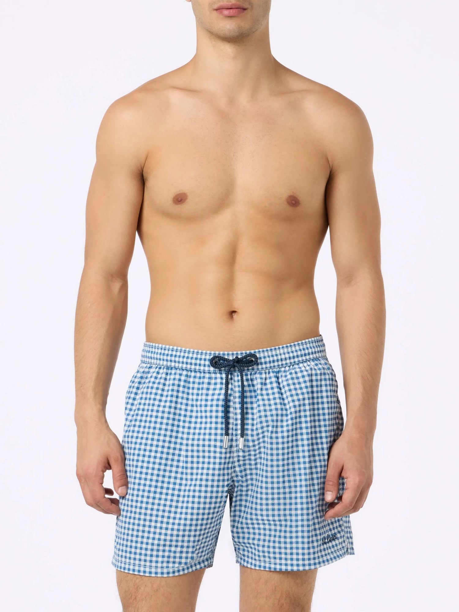 MC2 Saint Barth Seersucker Gingham Classic Light Swim Shorts Patmos 5 MC2 Saint Barth Seersucker Gingham Classic Light Swim Shorts Patmos - Image 3