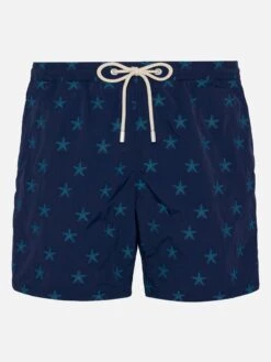 MC2 Saint Barth Mid-length Swim Shorts Patmos The Riviera With All Over Seastar Jacquard