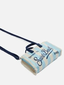 MC2 Saint Barth Cotton Canvas Phone Bag With Light Blue Striped Print -MC2 Saint Barth Shop UID PHONE00102308H WOMAN BAG SKY 0 0 20250320123502 2