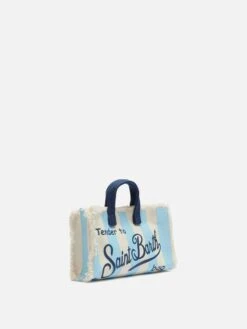 MC2 Saint Barth Cotton Canvas Phone Bag With Light Blue Striped Print -MC2 Saint Barth Shop UID PHONE00102308H WOMAN BAG SKY 0 0 20250320123502 3