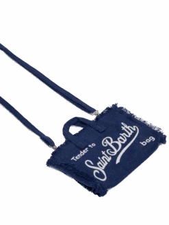 MC2 Saint Barth Navy Blue Linen Phone Bag -MC2 Saint Barth Shop UID PHONE00201897H ACCESSORY BAG BLUE PLAIN.COLOR MC2 2