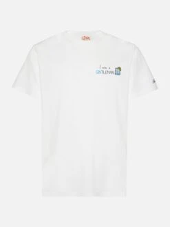 MC2 Saint Barth Classic Fit Cotton Jersey T-shirt Portofino With I Am A GINtleman Embroidery -MC2 Saint Barth Shop UID POT000102374H MAN T SHIRT WHITE COCKTAIL MC2 5