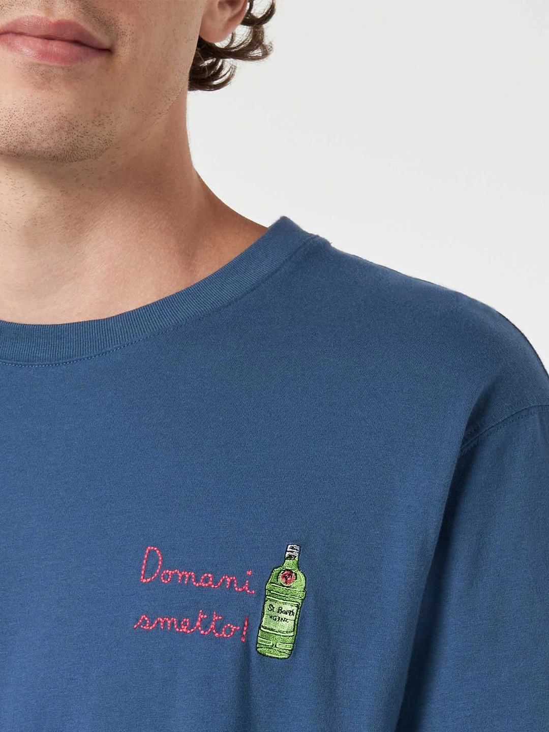 MC2 Saint Barth Man Classic Fit Cotton Jersey T-shirt Portofino With Domani Smetto Embroidery 3 MC2 Saint Barth Man Classic Fit Cotton Jersey T-shirt Portofino With Domani Smetto Embroidery