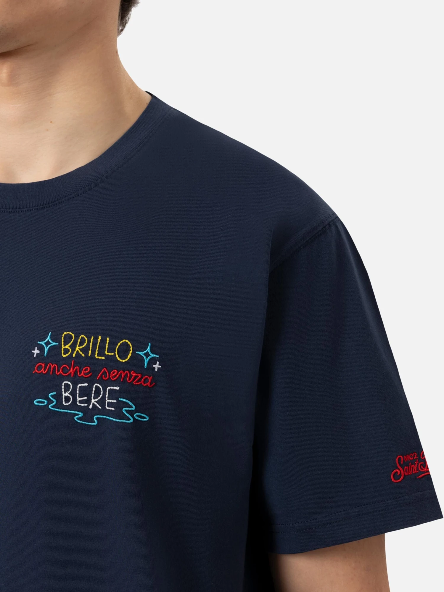 MC2 Saint Barth Classic Fit Cotton Jersey T-shirt Portofino With Brillo Senza Bere Embroidery | INSULTI LUMINOSI SPECIAL EDITION 3 MC2 Saint Barth Classic Fit Cotton Jersey T-shirt Portofino With Brillo Senza Bere Embroidery | INSULTI LUMINOSI SPECIAL EDITION
