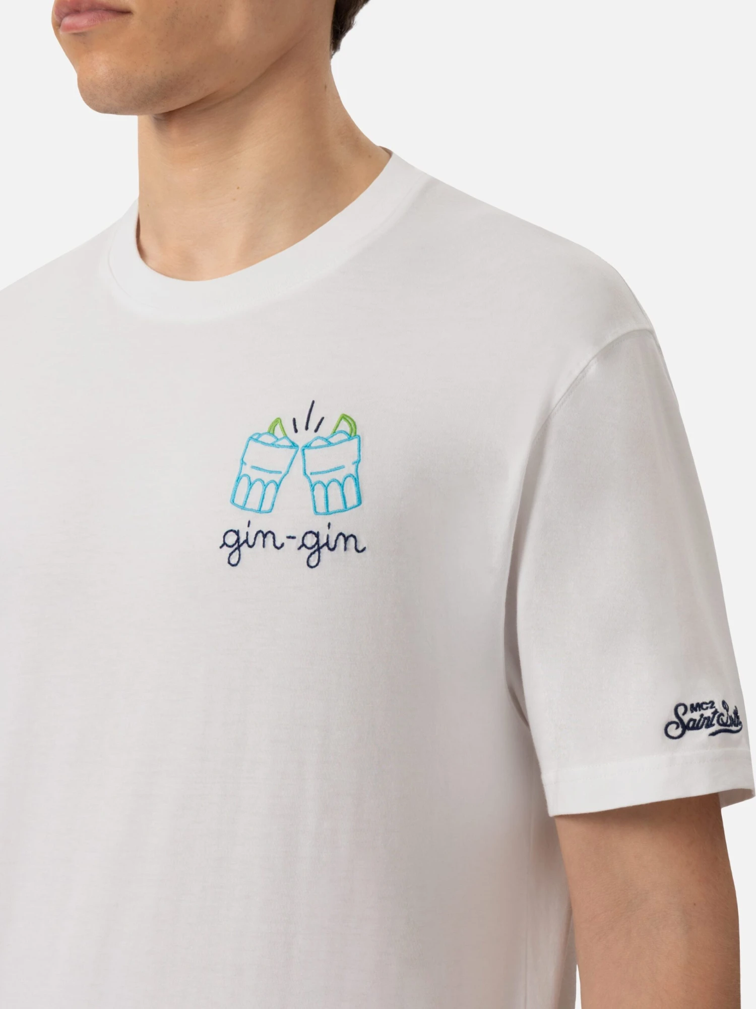 MC2 Saint Barth Classic Fit Cotton Jersey T-shirt Portofino With Gin Gin Embroidery | INSULTI LUMINOSI SPECIAL EDITION 3 MC2 Saint Barth Classic Fit Cotton Jersey T-shirt Portofino With Gin Gin Embroidery | INSULTI LUMINOSI SPECIAL EDITION