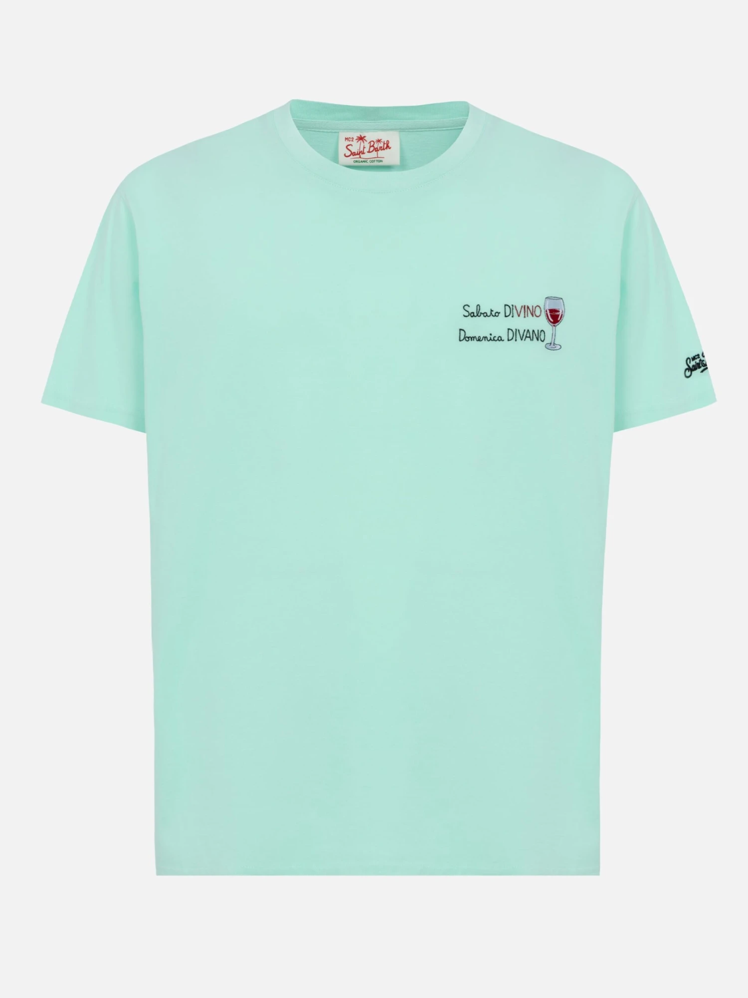 MC2 Saint Barth Classic Fit Cotton Jersey T-shirt Portofino With Sabato Divino Domenica Divano Embroidery 5 MC2 Saint Barth Classic Fit Cotton Jersey T-shirt Portofino With Sabato Divino Domenica Divano Embroidery - Image 3