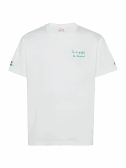 MC2 Saint Barth Classic Fit Cotton Jersey T-shirt Portofino With Se Ti Piglio Ti Tronco! Embroidery |SAPORE DI MARE SPECIAL EDITION -MC2 Saint Barth Shop UID POT000105578H MAN T SHIRT WHITE MOVIE SAPOREDIMARE 20250508163515 5