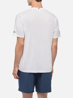 MC2 Saint Barth Classic Fit Cotton Jersey T-shirt Portofino With Se Ti Piglio Ti Tronco! Embroidery |SAPORE DI MARE SPECIAL EDITION -MC2 Saint Barth Shop UID POT000105578H MAN T SHIRT WHITE MOVIE SAPOREDIMARE 3