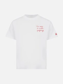 MC2 Saint Barth Portofino Jr Cotton Jersey T-shirt With Coi Miei Ci Vuole Pazienzaembroidery