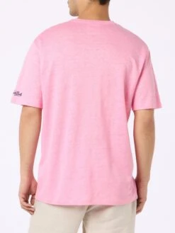 MC2 Saint Barth Bubble Pink Flamed Cotton T-shirt President With Embroidery 8 MC2 Saint Barth Bubble Pink Flamed Cotton T-shirt President With Embroidery -MC2 Saint Barth Shop UID PRE000100020H MAN T SHIRT PINK 2