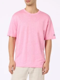 MC2 Saint Barth Bubble Pink Flamed Cotton T-shirt President With Embroidery