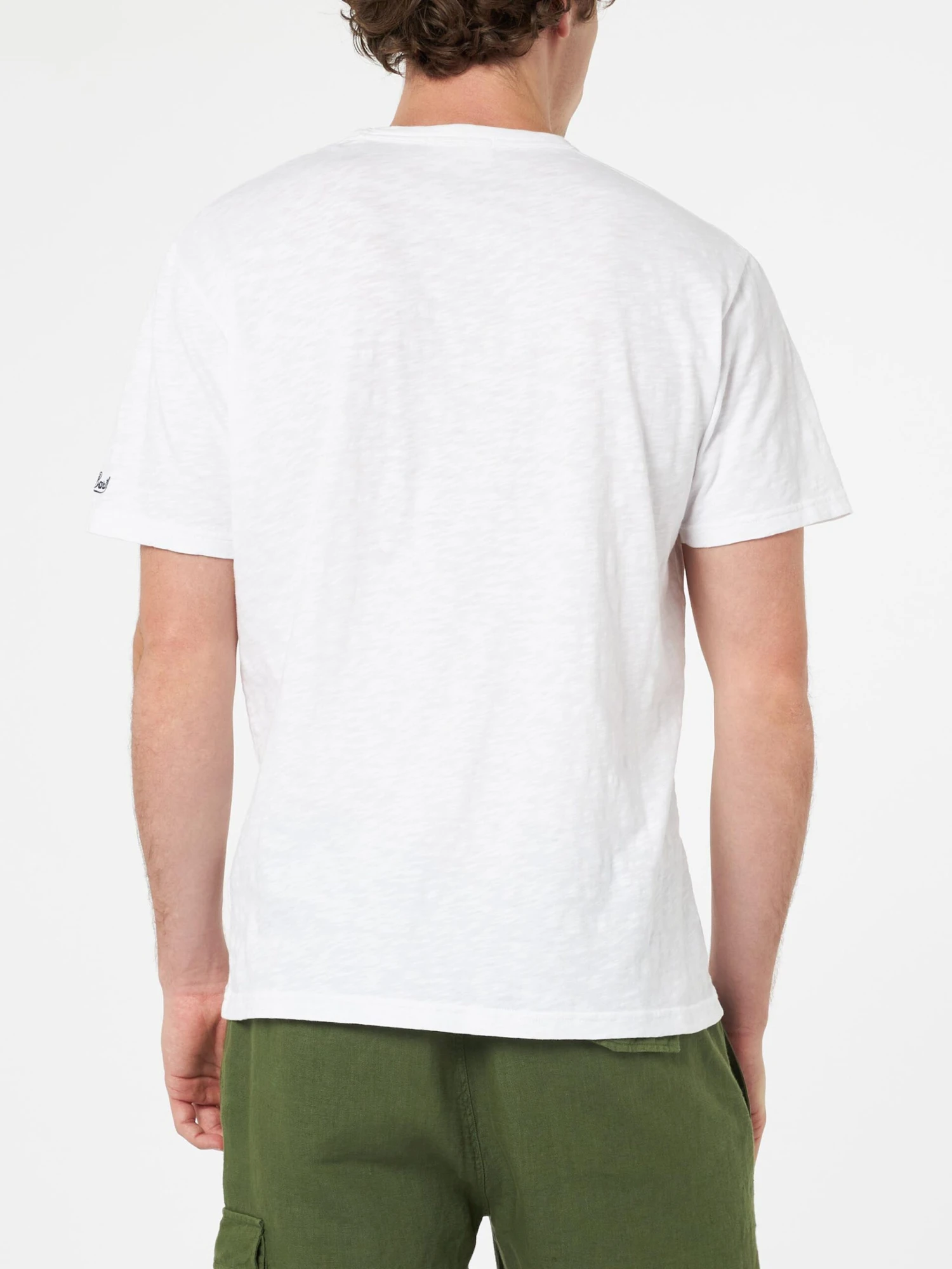 MC2 Saint Barth White Flamed Cotton T-shirt President With Embroidery 5 MC2 Saint Barth White Flamed Cotton T-shirt President With Embroidery - Image 3