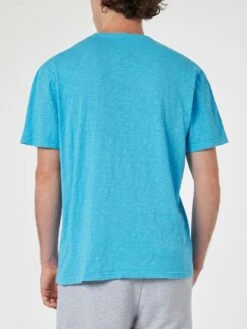 MC2 Saint Barth Man Bluette Flamed Cotton T-shirt President With Embroidery 8 MC2 Saint Barth Man Bluette Flamed Cotton T-shirt President With Embroidery -MC2 Saint Barth Shop UID PRE000100036F MAN T SHIRT SKY 3