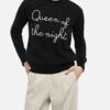 MC2 Saint Barth Woman Black Sweater New Queen With Queen Of The Nightembroidery -MC2 Saint Barth Shop UID QUE001004197G WOMAN KNITWEAR BLACK FUNNY 0 20241121163500 1