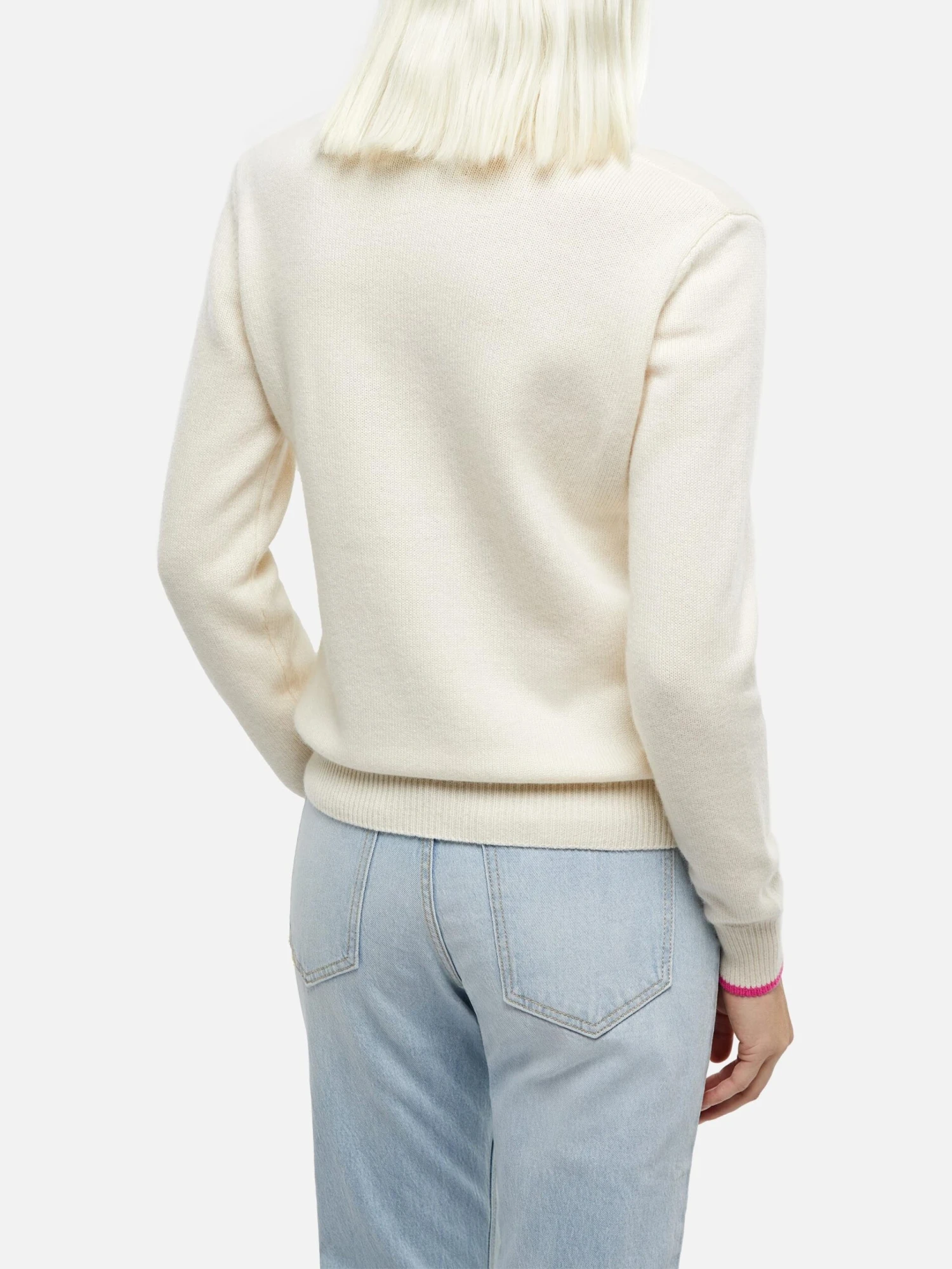 MC2 Saint Barth Woman White Sweater New Queen With Viziata Jacquard With Rhinestones 5 MC2 Saint Barth Woman White Sweater New Queen With Viziata Jacquard With Rhinestones - Image 3