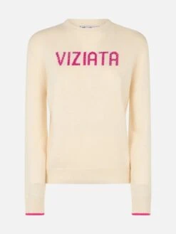 MC2 Saint Barth Woman White Sweater New Queen With Viziata Jacquard With Rhinestones 9 MC2 Saint Barth Woman White Sweater New Queen With Viziata Jacquard With Rhinestones -MC2 Saint Barth Shop UID QUE001004213G WOMAN KNITWEAR WHITE 1