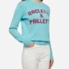 MC2 Saint Barth Water Green Sweater New Queen With Raclette & Paillettes Sequins Lettering -MC2 Saint Barth Shop UID QUE001011447E WOMAN KNITWEAR GREEN FUNNY 0 20250107173500 1