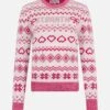 MC2 Saint Barth Woman Sweater New Queen With Fair Isle Jacquard And Rhinestone Logo 1 MC2 Saint Barth Woman Sweater New Queen With Fair Isle Jacquard And Rhinestone Logo -MC2 Saint Barth Shop UID QUE001400322G WOMAN KNITWEAR PINK 20241023093500 4