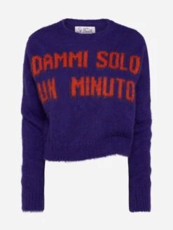 MC2 Saint Barth Woman Crewneck Soft Crop Sweater With Dammi Solo Un Minuto Embroidery -MC2 Saint Barth Shop UID QUE001700179C WOMAN KNITWEAR 0 FUNNY 0 20250107173500 4