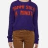 MC2 Saint Barth Woman Crewneck Soft Crop Sweater With Dammi Solo Un Minuto Embroidery