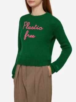 MC2 Saint Barth Woman Crewneck Soft Crop Sweater With Plastic Free Embroidery