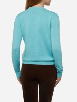 MC2 Saint Barth Light Blue Sweater New Queen With Sun Moritz Postcard Jacquard 8 MC2 Saint Barth Light Blue Sweater New Queen With Sun Moritz Postcard Jacquard -MC2 Saint Barth Shop UID QUE001811130E WOMAN KNITWEAR GREEN MOUNTAINSTYLE 0 3