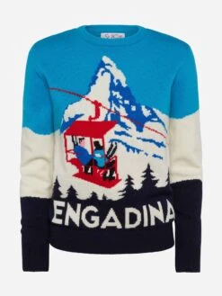 Woman Sweater Engadina Vintage Postcard Print 11 Woman Sweater Engadina Vintage Postcard Print -MC2 Saint Barth Shop UID QUE0018ENGP32 WOMAN KNITWEAR BLUE MOUNTAINSTYLE 0 20250107193500 4