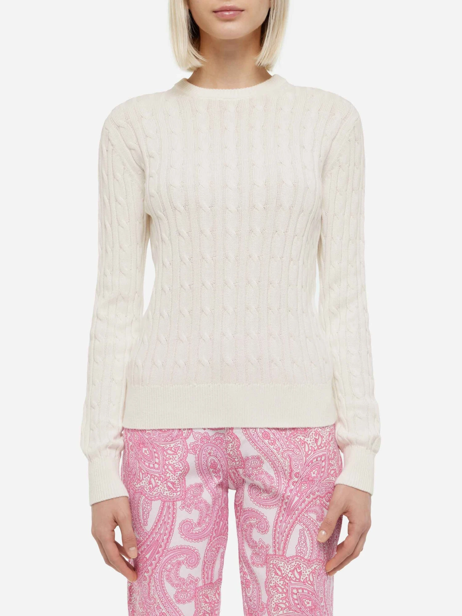 MC2 Saint Barth Off-white Cotton Cable Knit Sweater New Queen 3 MC2 Saint Barth Off-white Cotton Cable Knit Sweater New Queen