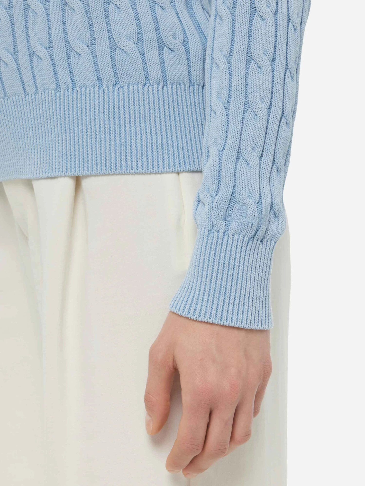 MC2 Saint Barth Light Blue Cotton Cable Knit Sweater New Queen 4 MC2 Saint Barth Light Blue Cotton Cable Knit Sweater New Queen - Image 2