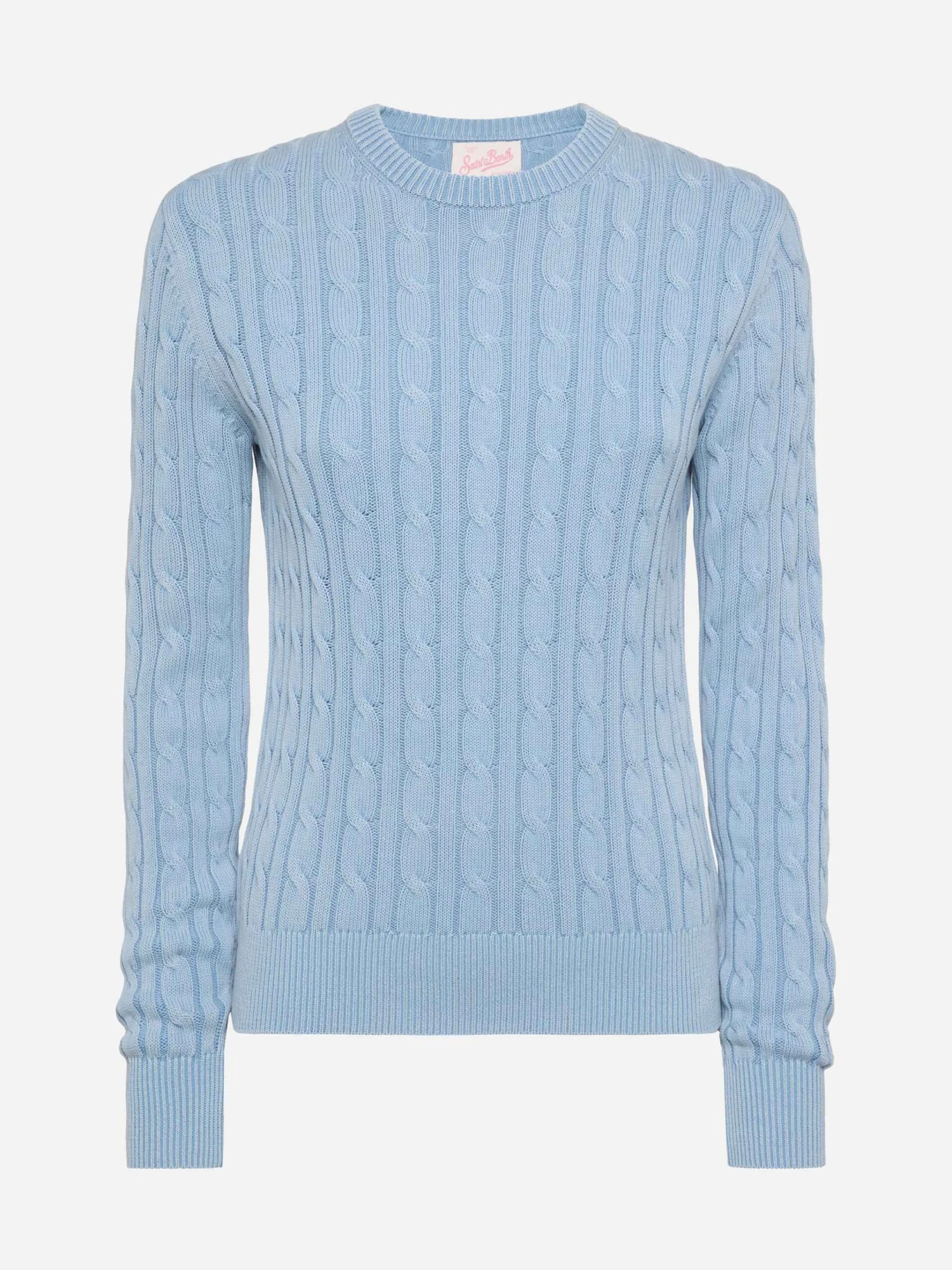 MC2 Saint Barth Light Blue Cotton Cable Knit Sweater New Queen 6 MC2 Saint Barth Light Blue Cotton Cable Knit Sweater New Queen - Image 4