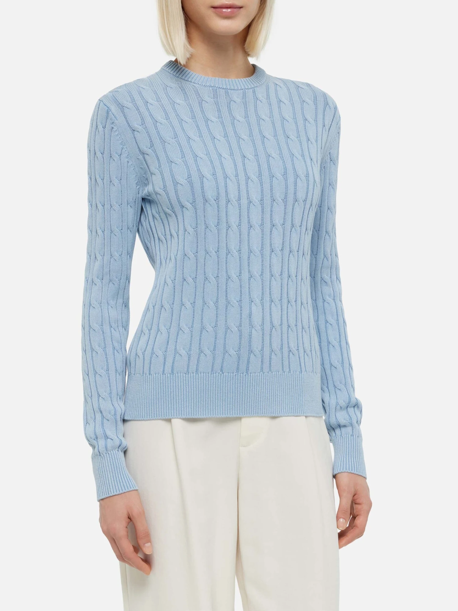 MC2 Saint Barth Light Blue Cotton Cable Knit Sweater New Queen 3 MC2 Saint Barth Light Blue Cotton Cable Knit Sweater New Queen
