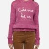 MC2 Saint Barth Woman Crewneck Soft Sweater With Cold Out Hot In Embroidery -MC2 Saint Barth Shop UID QUE002300287E WOMAN KNITWEAR PINK MOUNTAINSTYLE 0 20250107193500 1