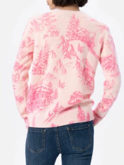 MC2 Saint Barth Woman Pink Sweater New Queen With Toile De Jouy Print And Chalet E Rosè Embroidery -MC2 Saint Barth Shop UID QUE002404072G WOMAN KNITWEAR PINK MOUNTAIN STYLE 20241107153505 03