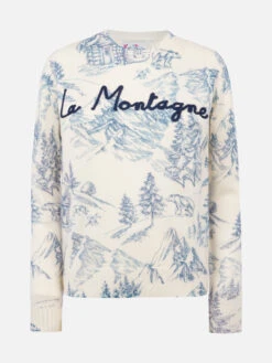 MC2 Saint Barth Woman White Sweater New Queen With Toile De Jouy Print And La Montagne Embroidery -MC2 Saint Barth Shop UID QUE002404073G WOMAN KNITWEAR WHITE MOUNTAIN STYLE 20241107153505 05
