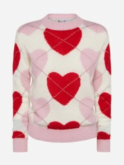 MC2 Saint Barth Woman Crewneck Soft Sweater Queen Nordic Soft With Heart Jacquard -MC2 Saint Barth Shop UID QUE002509894E WOMAN KNITWEAR PINK BRITISHSTYLE 0 20250107193500 4