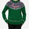 MC2 Saint Barth Green Sweater Queen Nordic Soft With Fair Isle Jacquard And Aspen Embroidery -MC2 Saint Barth Shop UID QUE002601988C WOMAN KNITWEAR GREEN MOUNTAINSTYLE 0 20250107193500 1