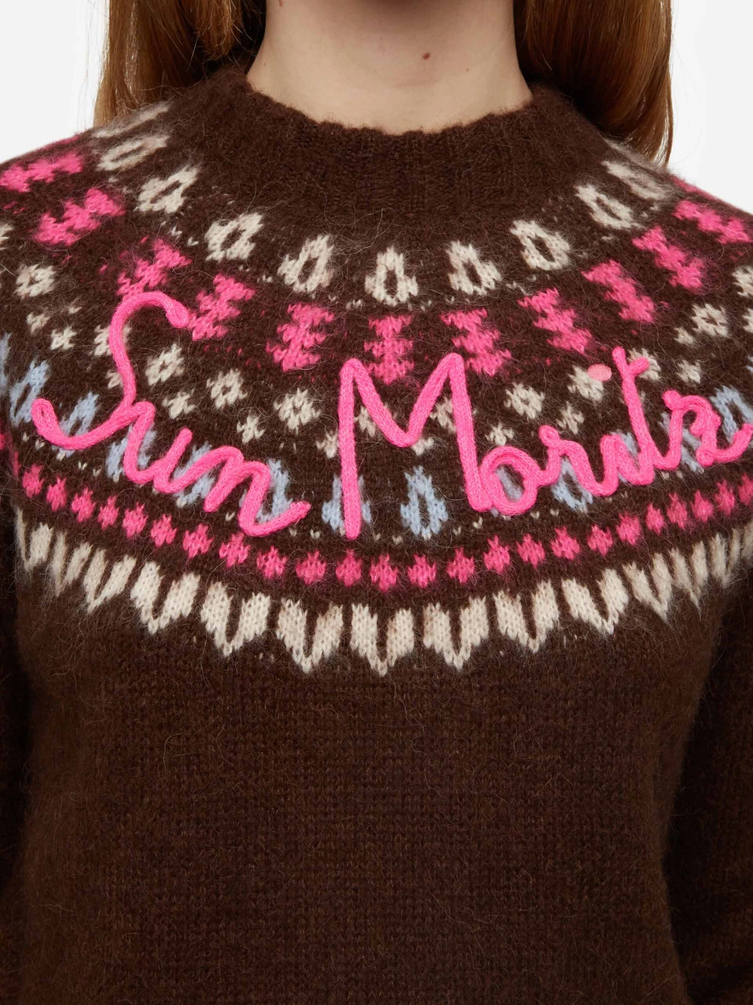 MC2 Saint Barth Brown Sweater Queen Nordic Soft With Fair Isle Jacquard And Sun Moritz Embroidery 4 MC2 Saint Barth Brown Sweater Queen Nordic Soft With Fair Isle Jacquard And Sun Moritz Embroidery - Image 2