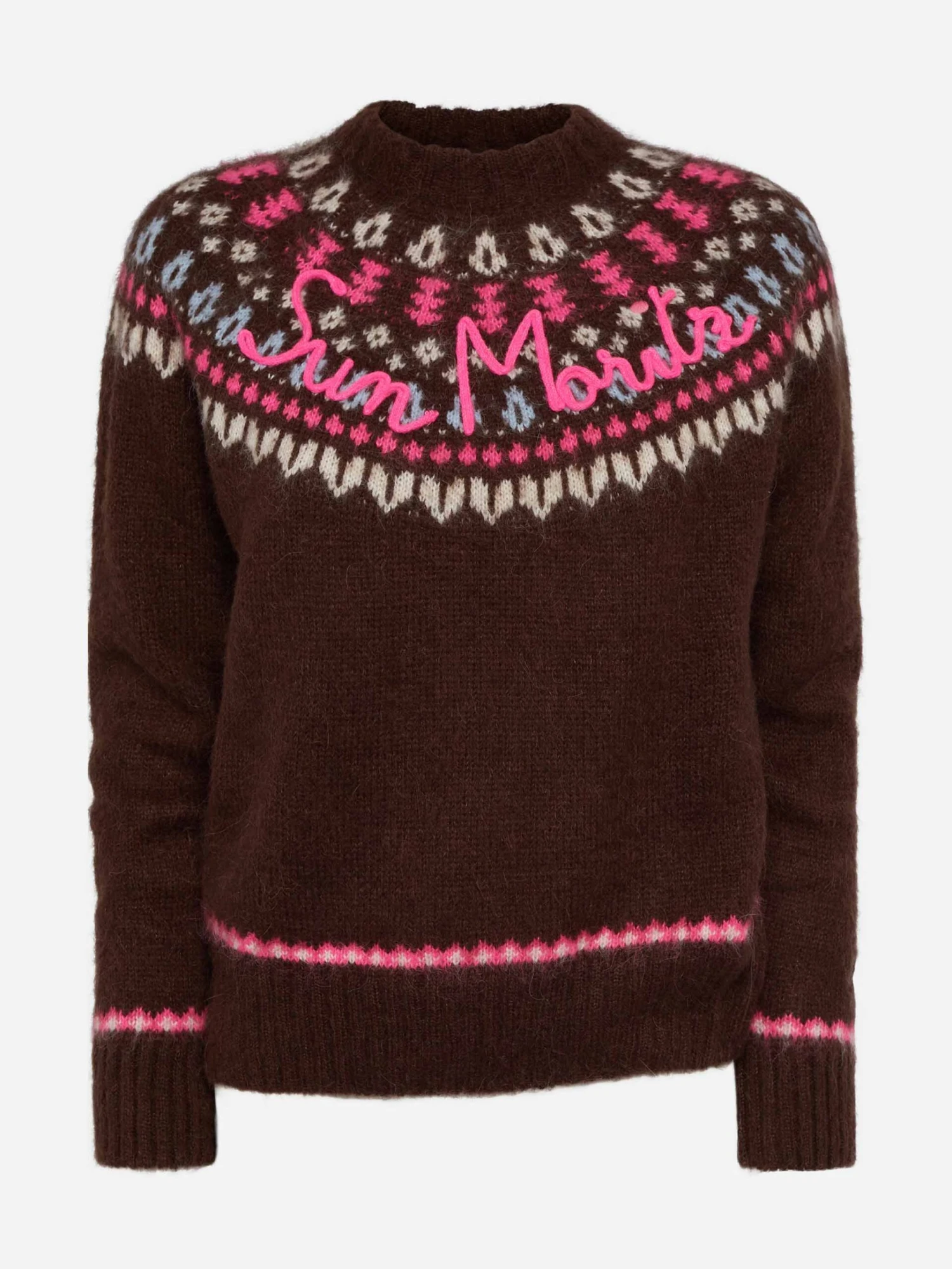 MC2 Saint Barth Brown Sweater Queen Nordic Soft With Fair Isle Jacquard And Sun Moritz Embroidery 6 MC2 Saint Barth Brown Sweater Queen Nordic Soft With Fair Isle Jacquard And Sun Moritz Embroidery - Image 4