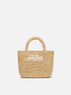 MC2 Saint Barth Beige Raffia Mini Beach Bag With Cotton Pouch