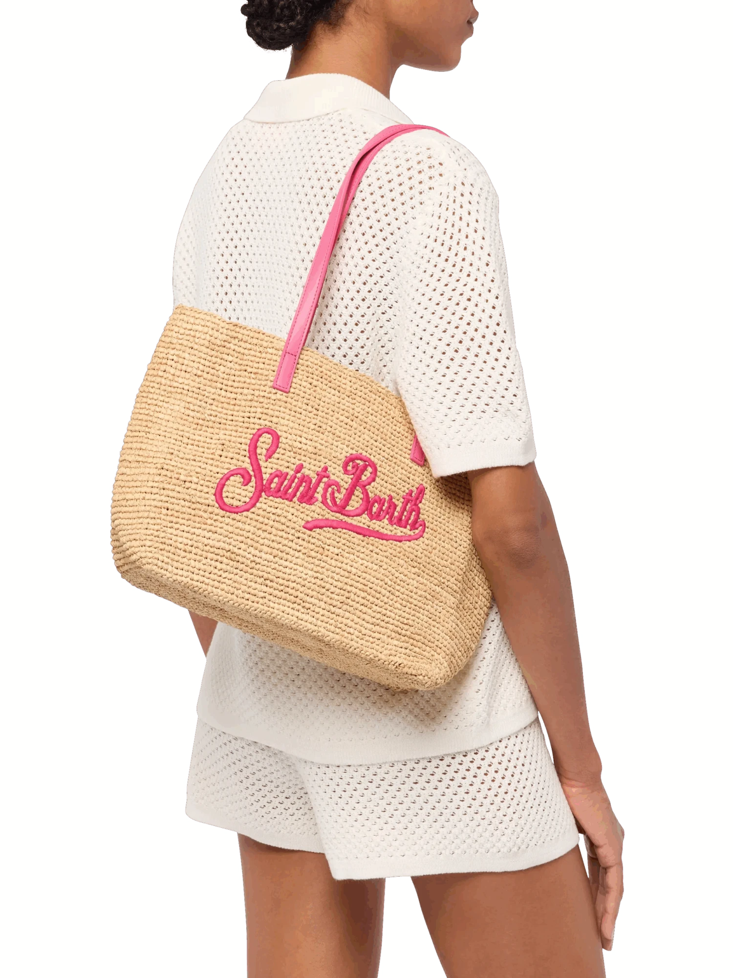 MC2 Saint Barth Beige Raffia City Mid Bag With Saint Barth Embroidered Logo 4 MC2 Saint Barth Beige Raffia City Mid Bag With Saint Barth Embroidered Logo - Image 2