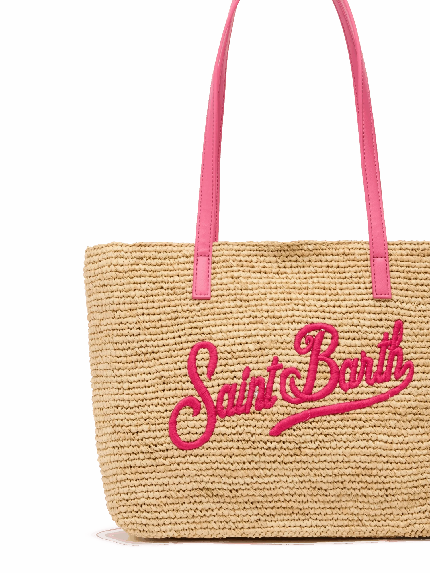 MC2 Saint Barth Beige Raffia City Mid Bag With Saint Barth Embroidered Logo 5 MC2 Saint Barth Beige Raffia City Mid Bag With Saint Barth Embroidered Logo - Image 3