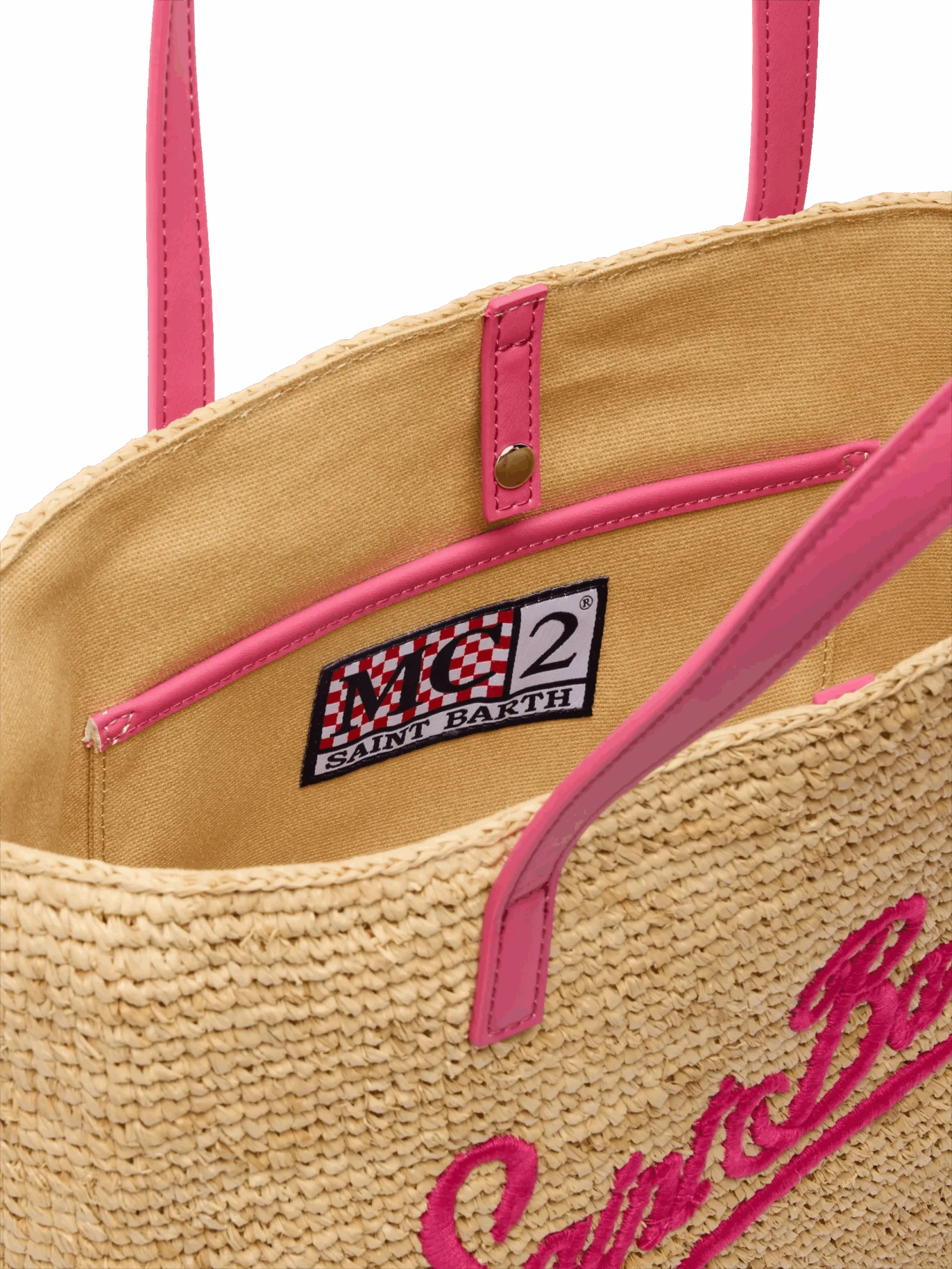 MC2 Saint Barth Beige Raffia City Mid Bag With Saint Barth Embroidered Logo 8 MC2 Saint Barth Beige Raffia City Mid Bag With Saint Barth Embroidered Logo - Image 6