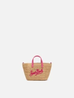 MC2 Saint Barth Beige Raffia City Micro Bag With Saint Barth Embroidery